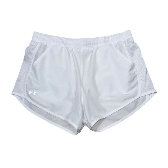 Under Armour Women’s Pure White Loose Fit Lined 3” Running Shorts - Picture 3 of 7